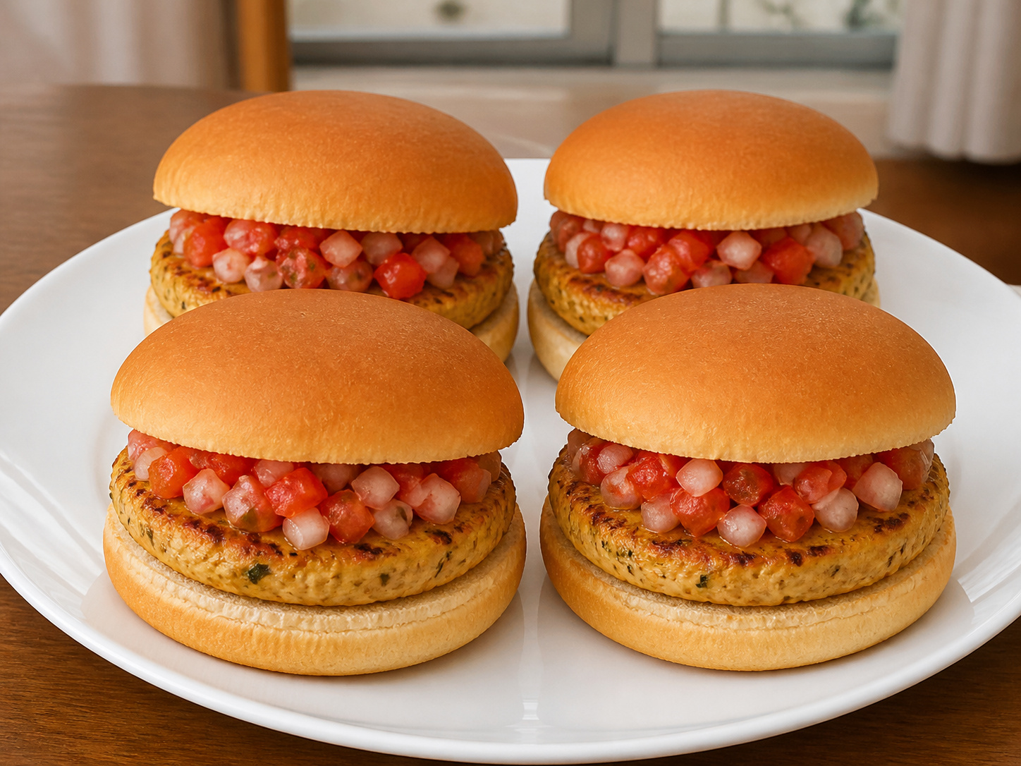 Herb Chicken Burgers with Tomato Relish — finished dish