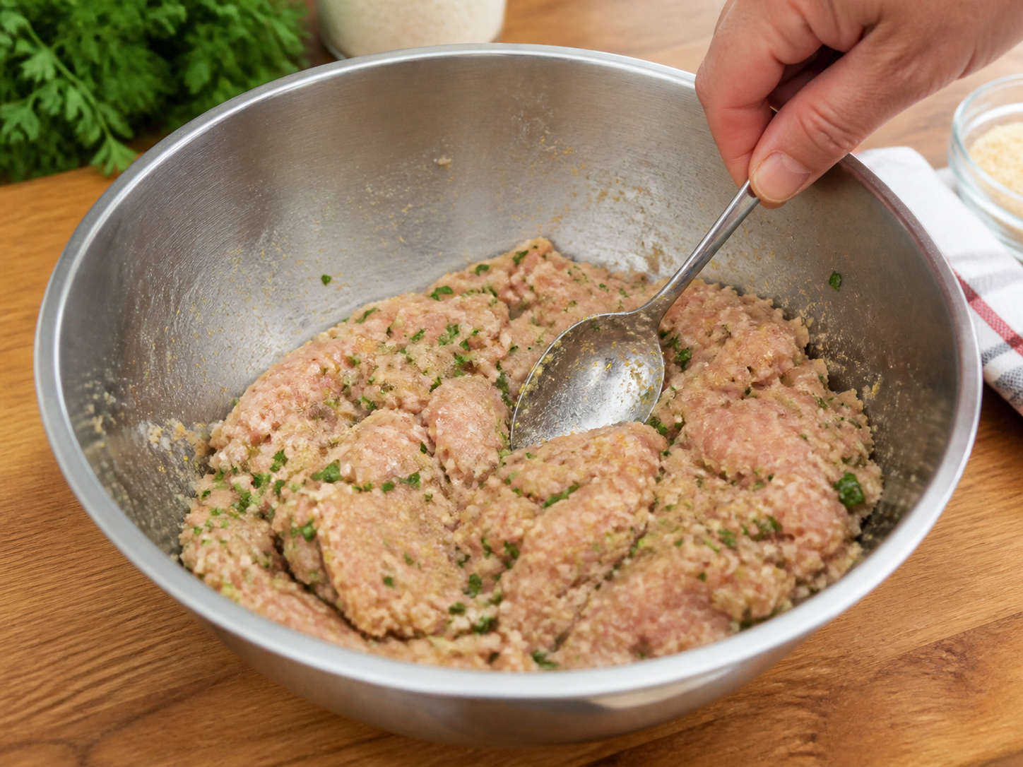Herb Chicken Burgers with Tomato Relish — Mix the patty base