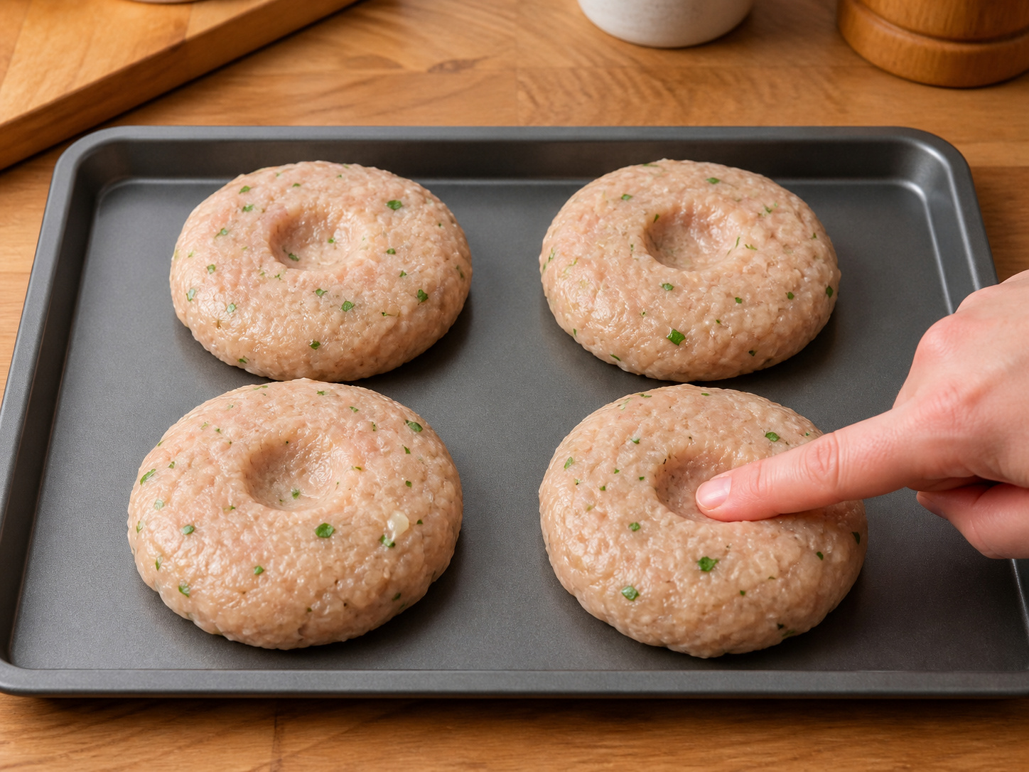 Herb Chicken Burgers with Tomato Relish — Shape 4 patties