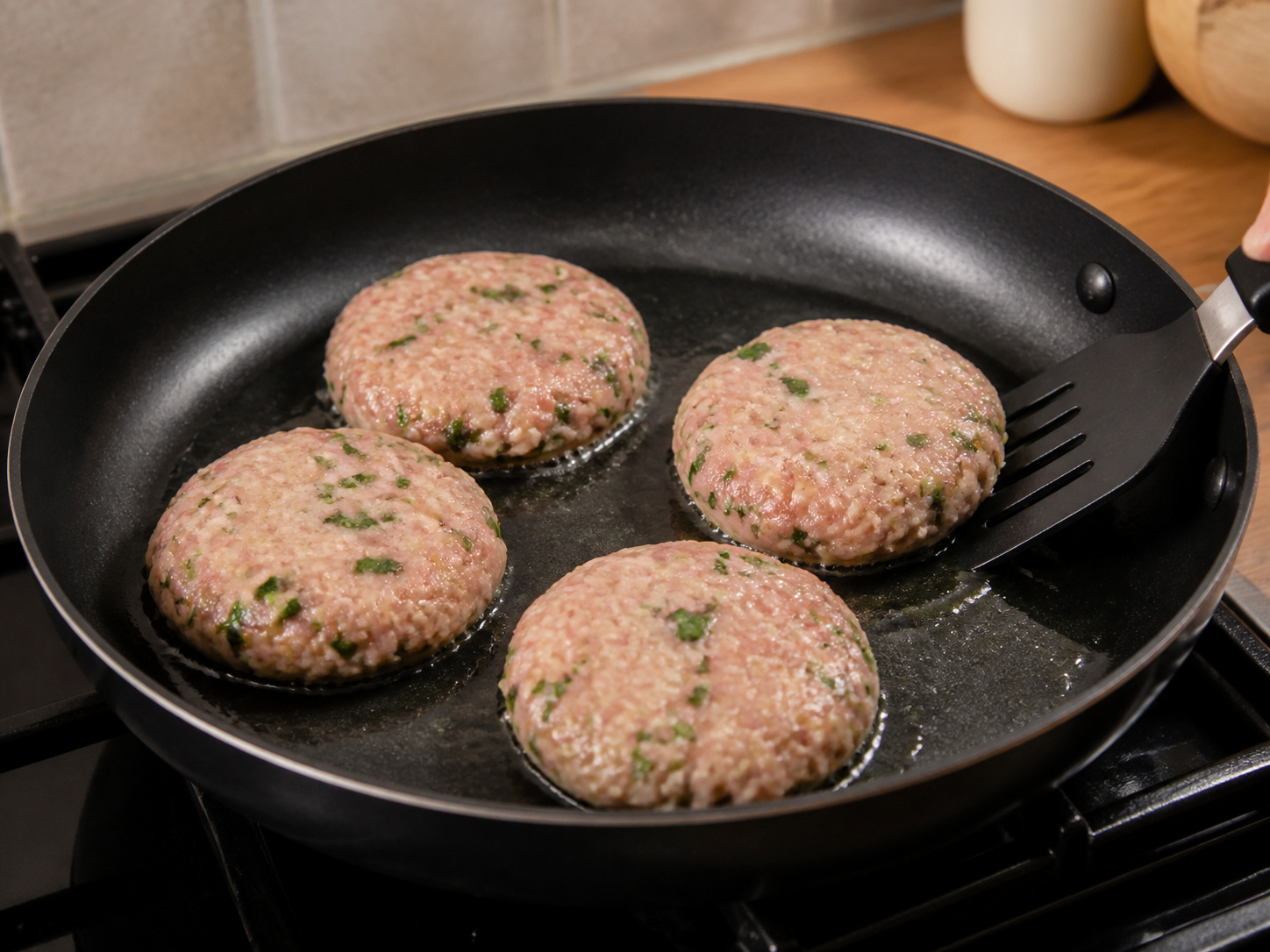 Herb Chicken Burgers with Tomato Relish — Cook the first side