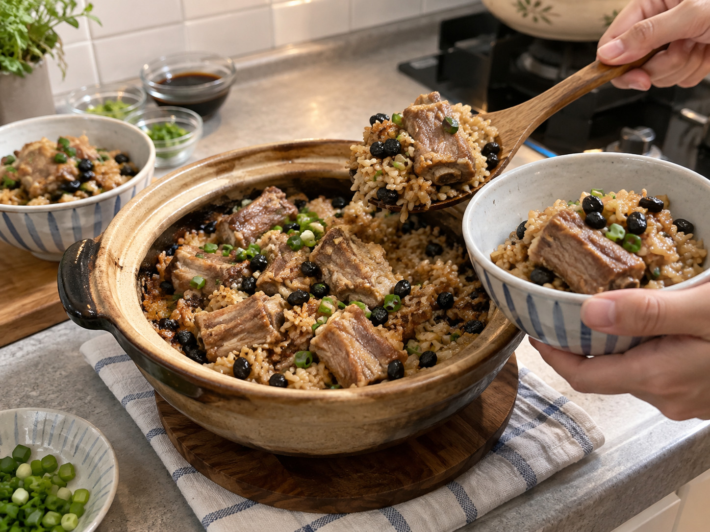 香港豉汁排骨煲仔飯 — 完成圖