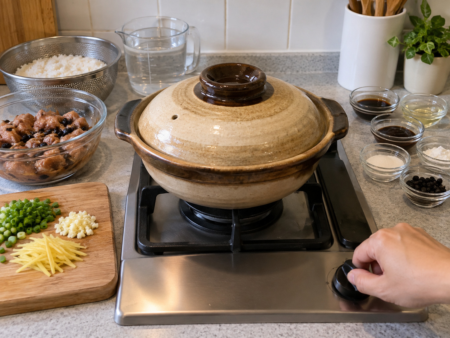 Hong Kong Claypot Rice na Tadyang ng Baboy sa Black Bean Sauce — Patayin ang apoy at hayaang nakatakip nang limang minuto
