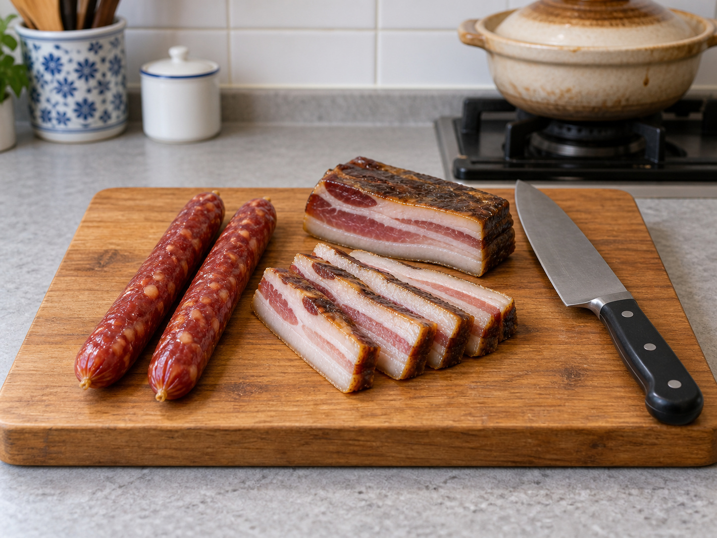 Hong Kong Claypot Rice na may Cured Meats — Ihanda ang cured meats