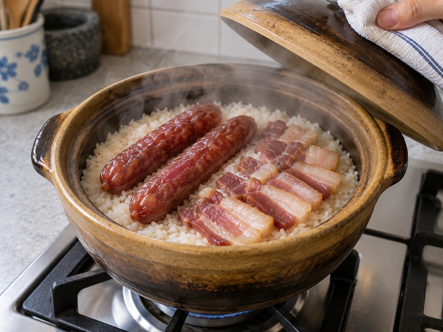 Hong Kong Claypot Rice na may Cured Meats — Lutuin nang husto