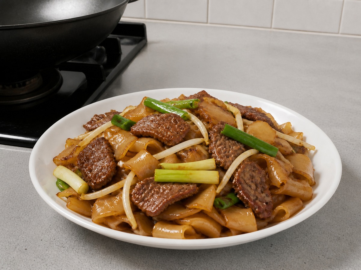 Kwetiau Goreng Kering dengan Daging Sapi ala Hong Kong — langkah 12: Diamkan dan sajikan