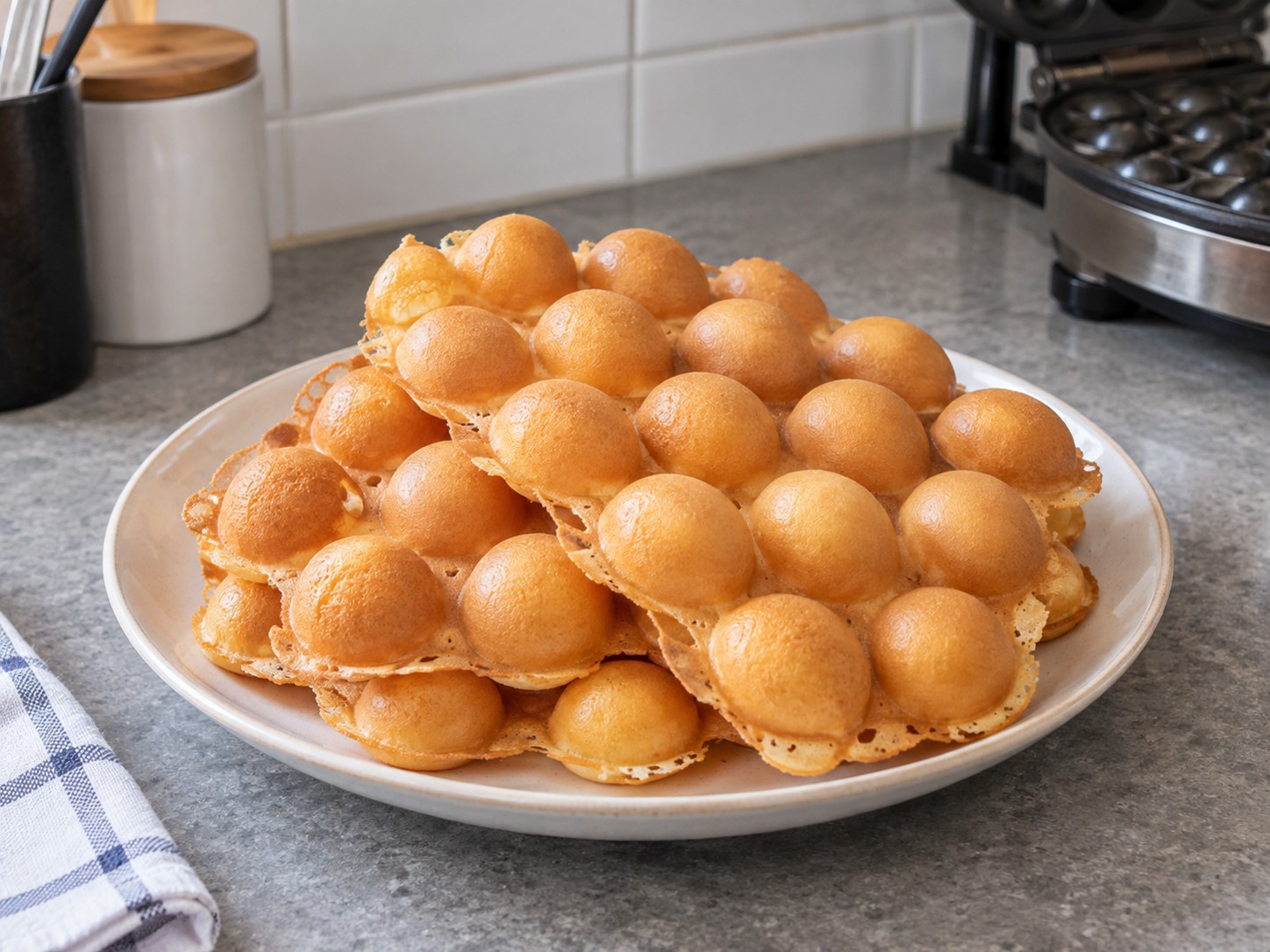 Hong Kong na Malutong na Egg Waffle — natapos na ulam