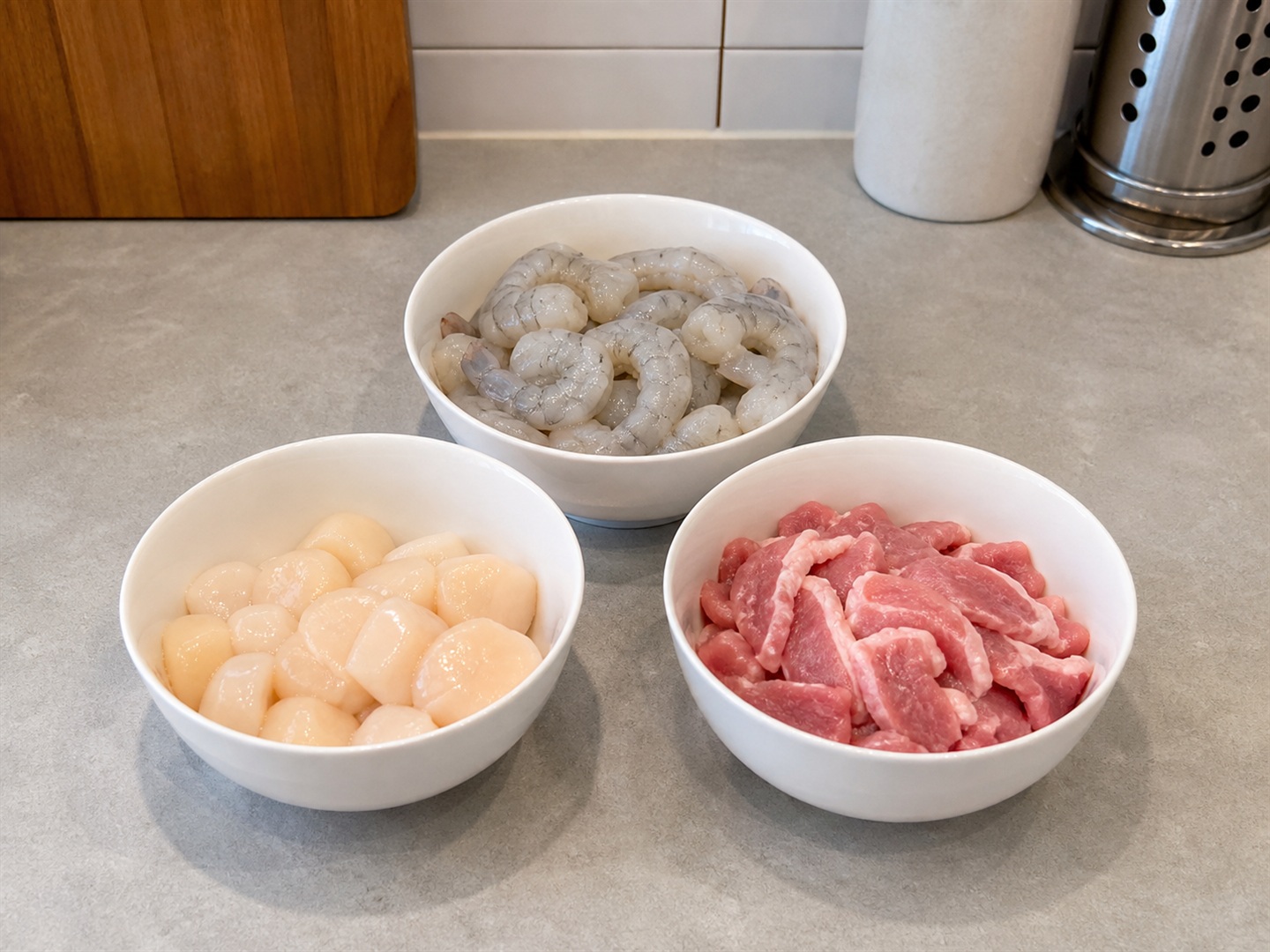 港式福建炒飯 — 檢查海鮮豬肉