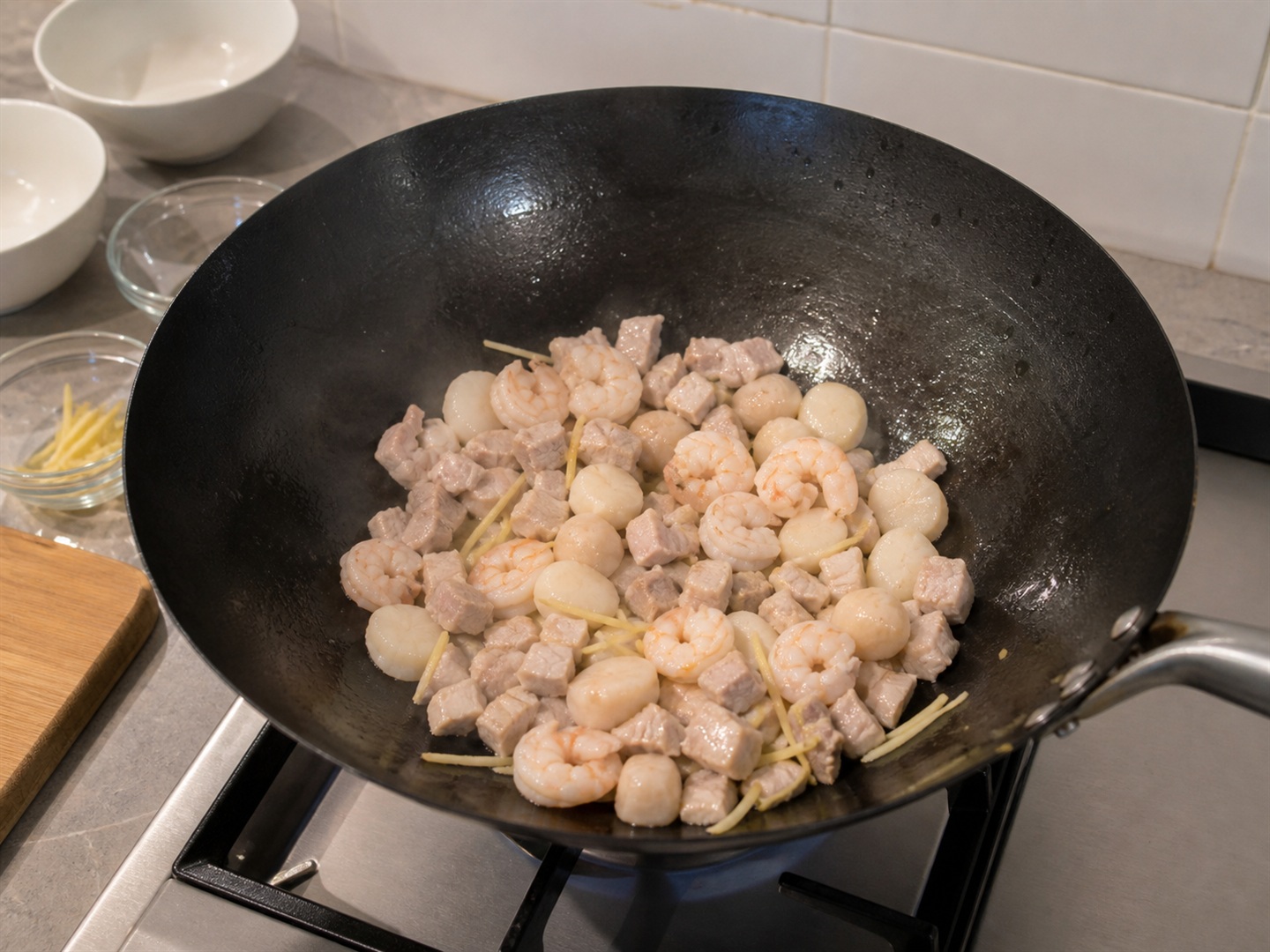 港式福建炒飯 — 炒海鮮豬肉