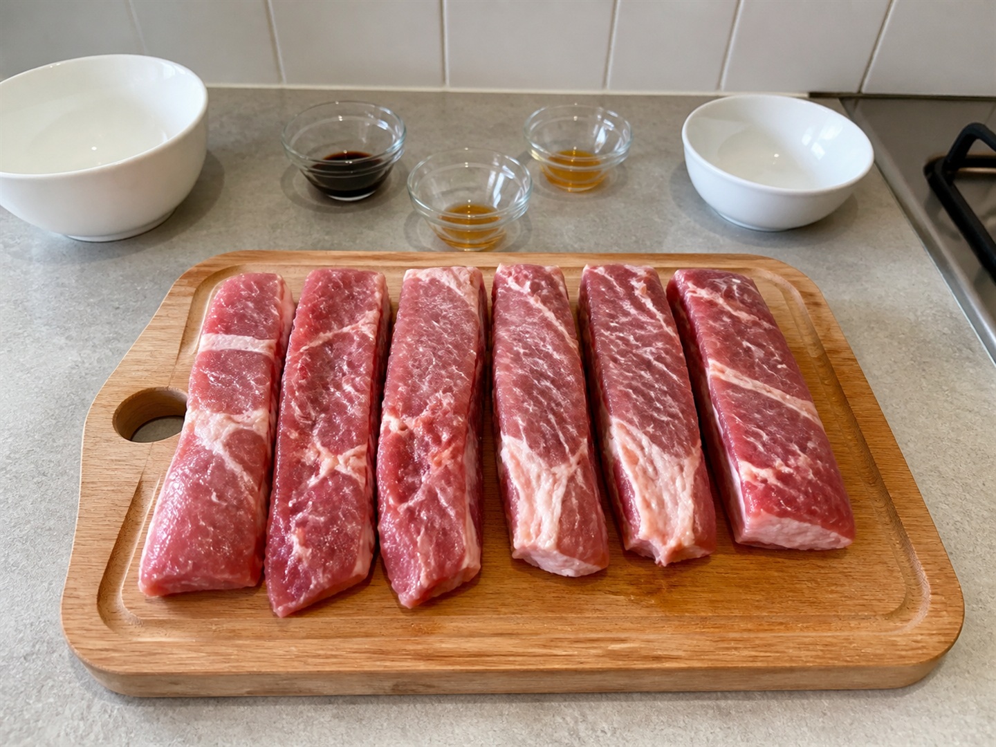 港式蜜汁叉燒 — 檢查切豬肉
