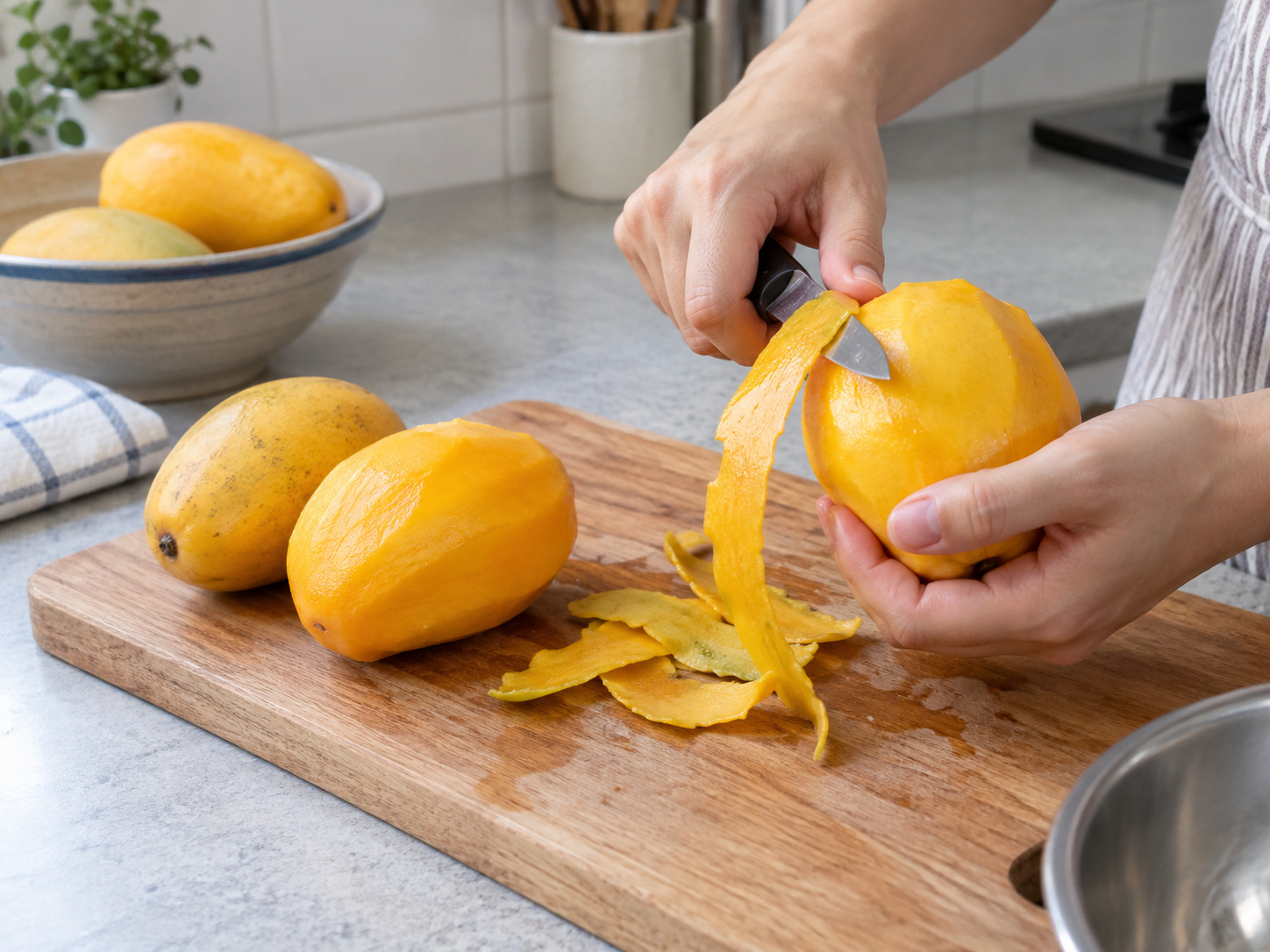 Hong Kong Mango Pudding — Peel mangoes