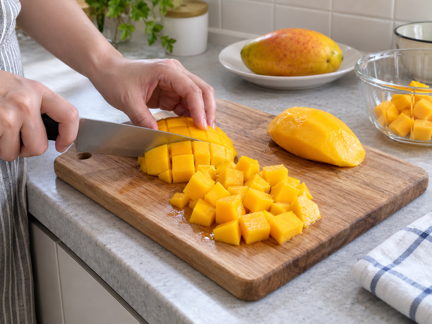 Hong Kong Mango Pudding — Dice flesh