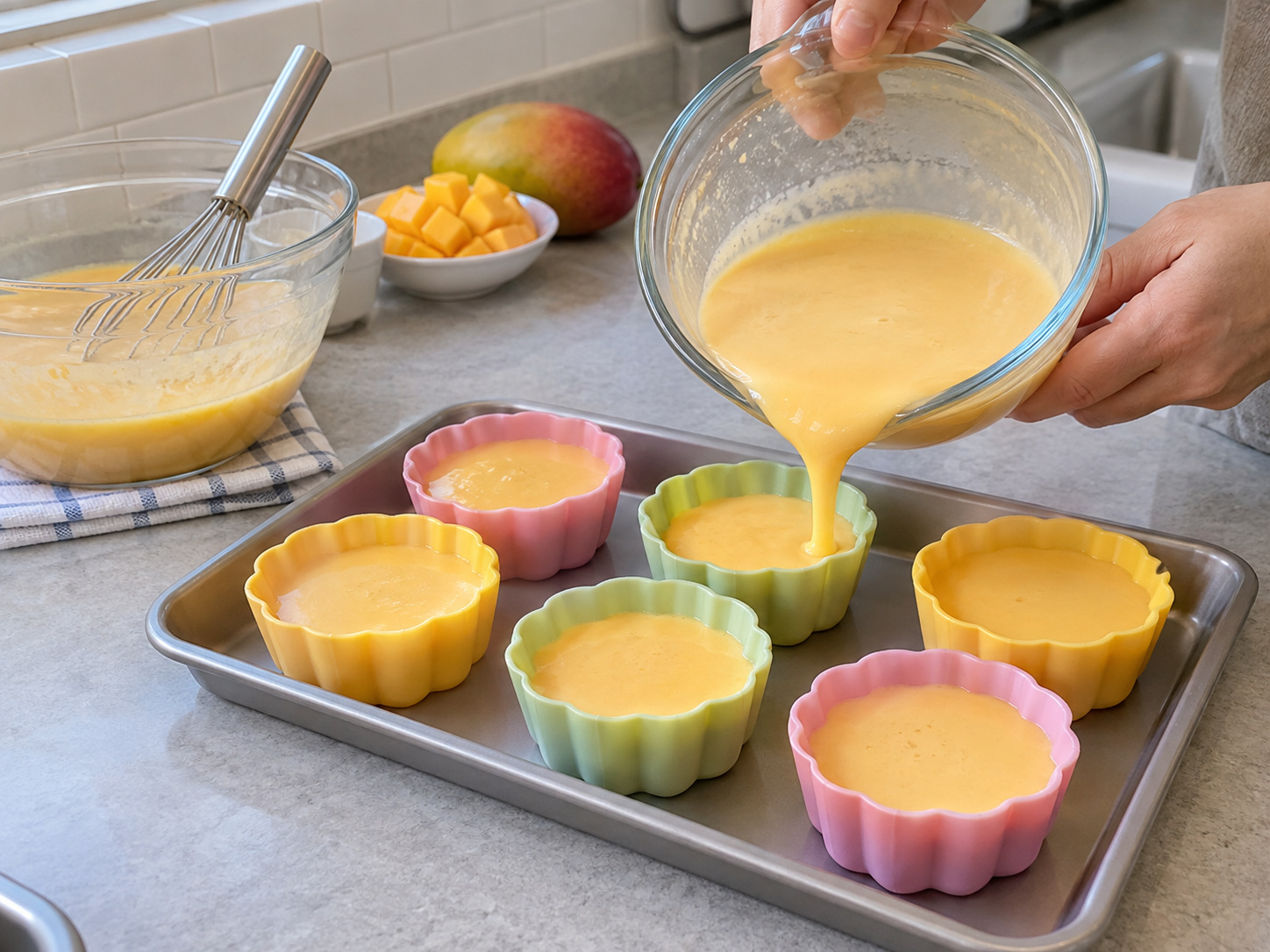 Hong Kong Mango Pudding — Pour into molds
