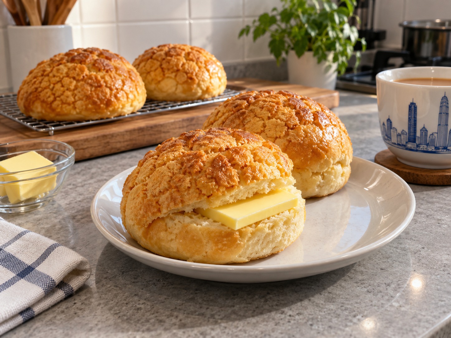 Hong Kong Pineapple Bun with Butter — finished dish
