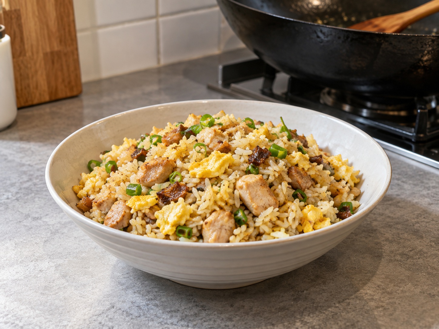 Hong Kong Salted Fish and Chicken Fried Rice — finished dish