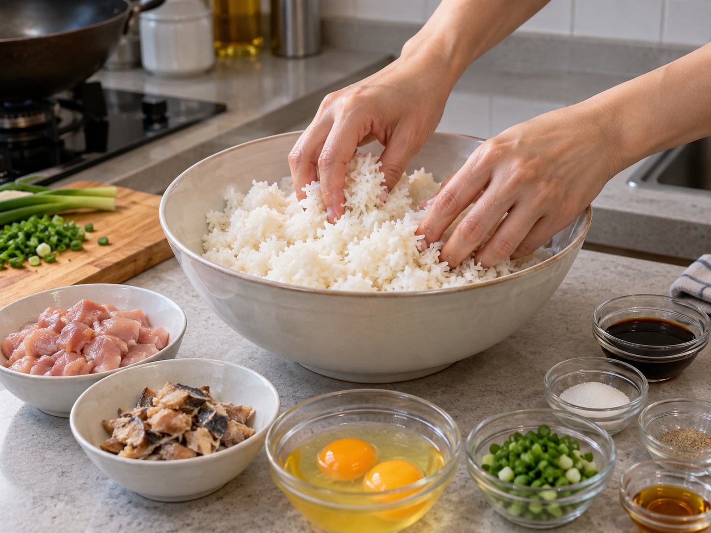 Hong Kong Fried Rice na may Manok at Salted Fish — 1