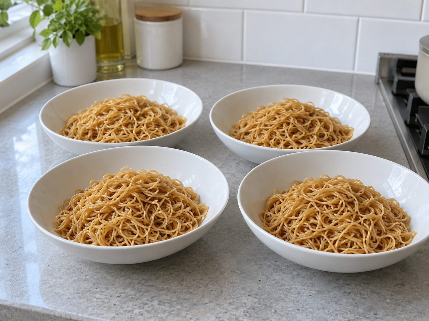 蝦籽撈麵 — 分入麵碗