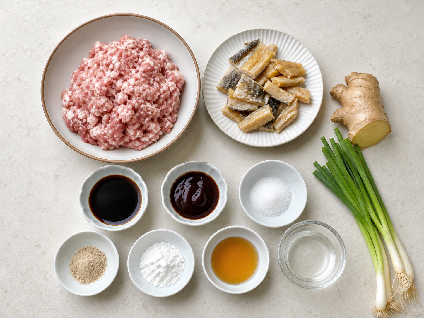港式鹹魚蒸肉餅主要材料總覽