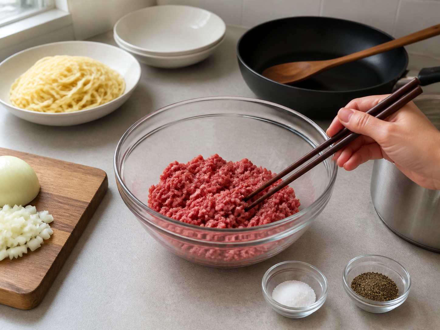 港式番茄肉醬意粉:挑鬆牛肉