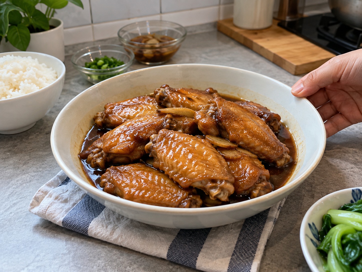 Sayap Ayam Saus Swiss Hong Kong — hidangan selesai