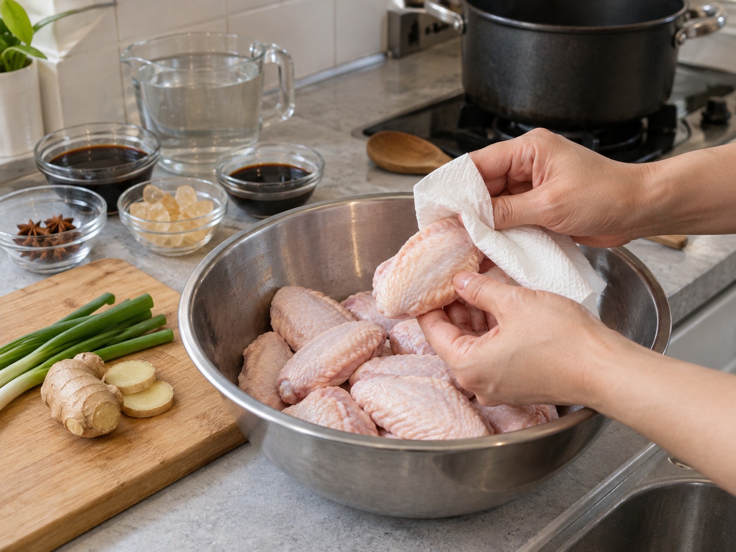 Sayap Ayam Saus Swiss Hong Kong — Cuci dan keringkan sayap ayam
