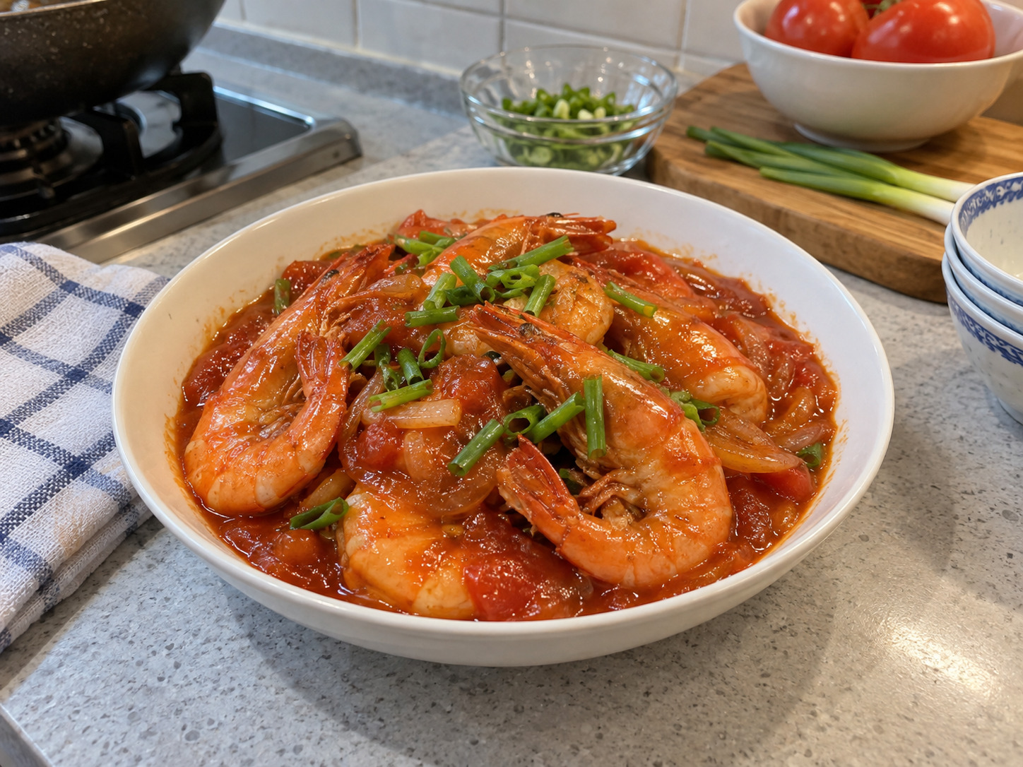 Hong Kong Tomato Sauce Prawns — finished dish