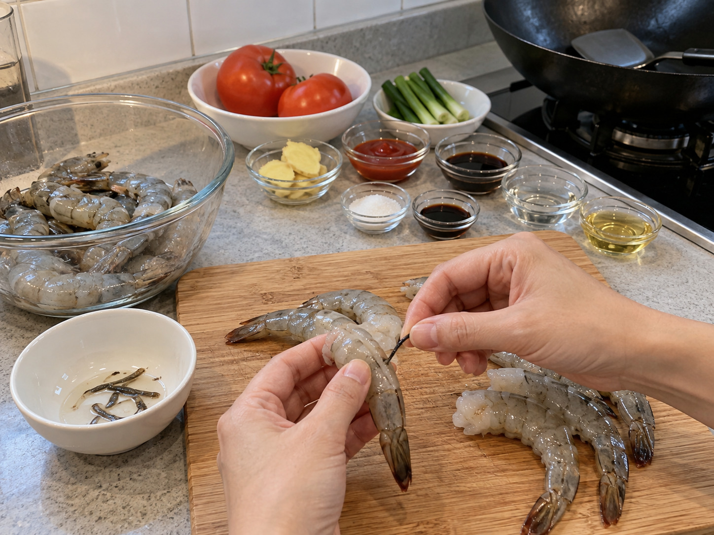 Hong Kong Tomato Sauce Prawns — Devein prawns