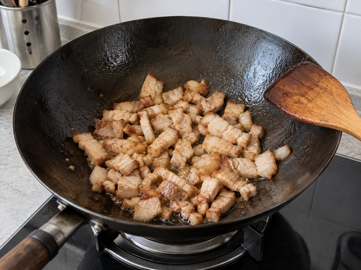 Wuhan Three-Delicacies Doupi — Cook pork