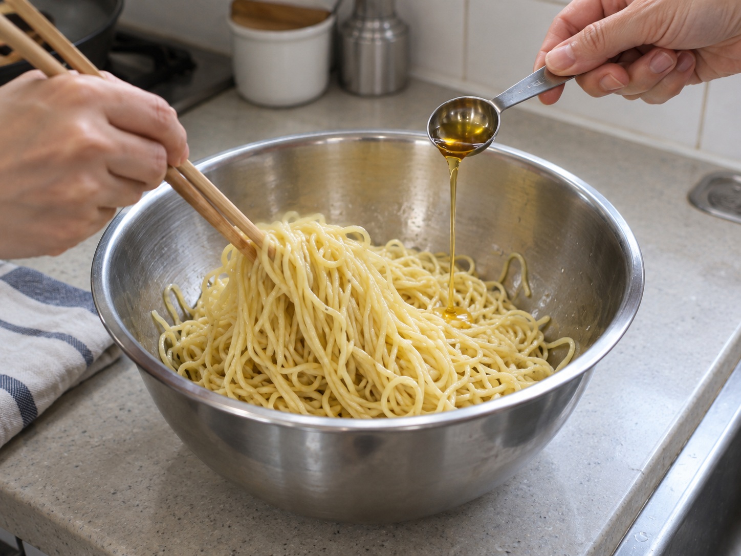 Mainit na Tuyong Mami ng Wuhan — Patuluin at lagyan ng sesame oil