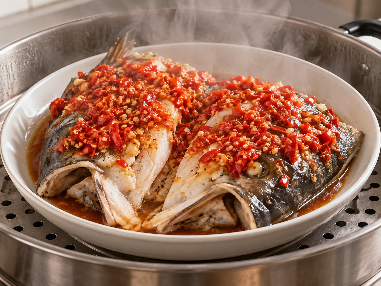 湖南剁椒魚頭 — 蒸熟