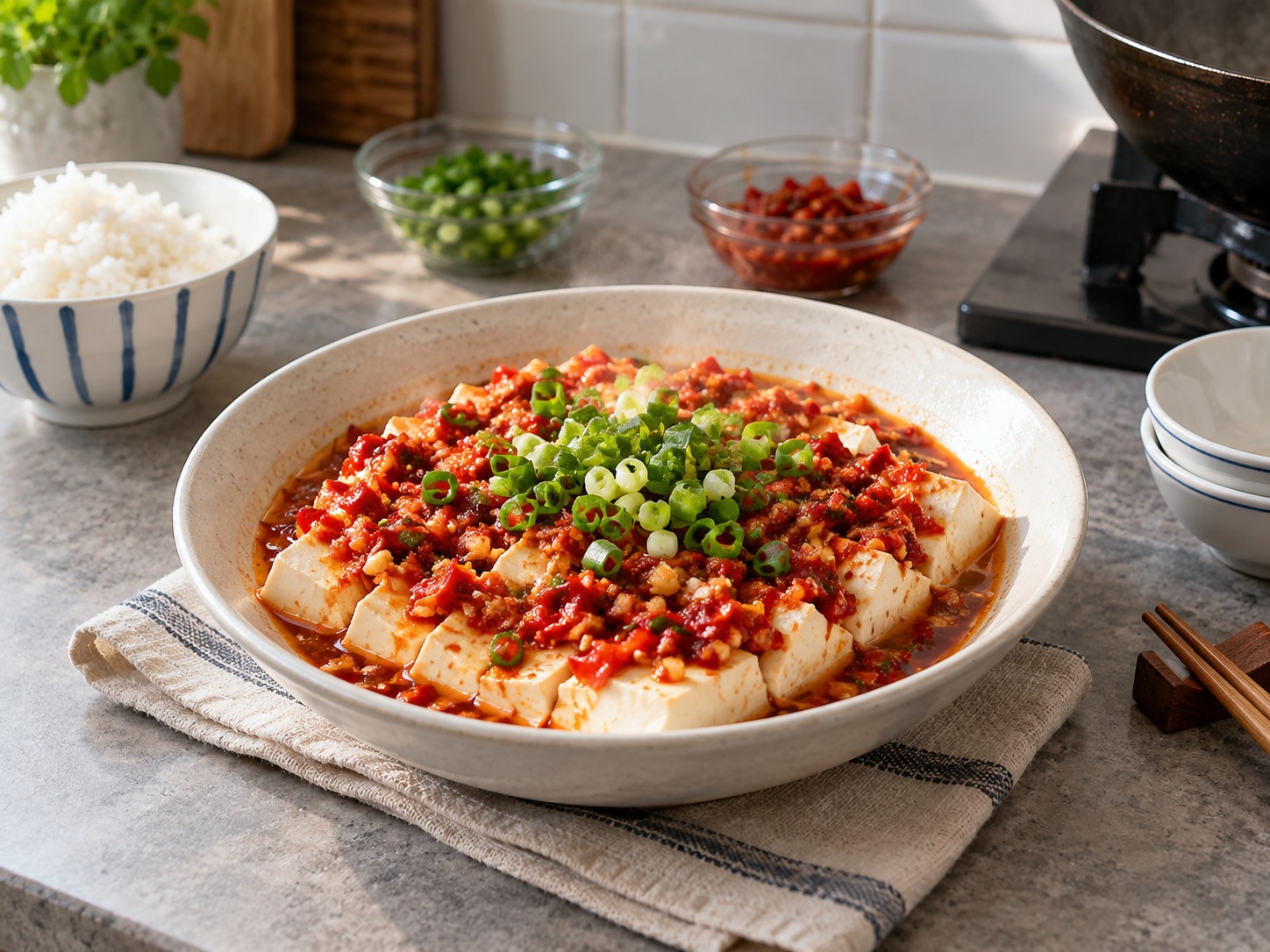 Hunan Chopped Chilli Steamed Tofu — natapos na ulam