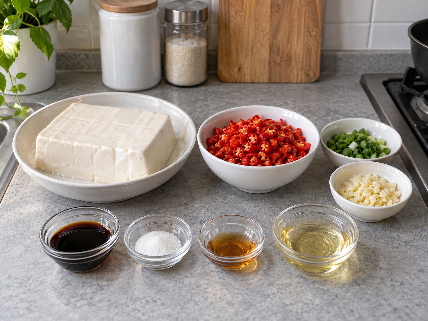 Hunan Chopped Chilli Steamed Tofu — mga sangkap