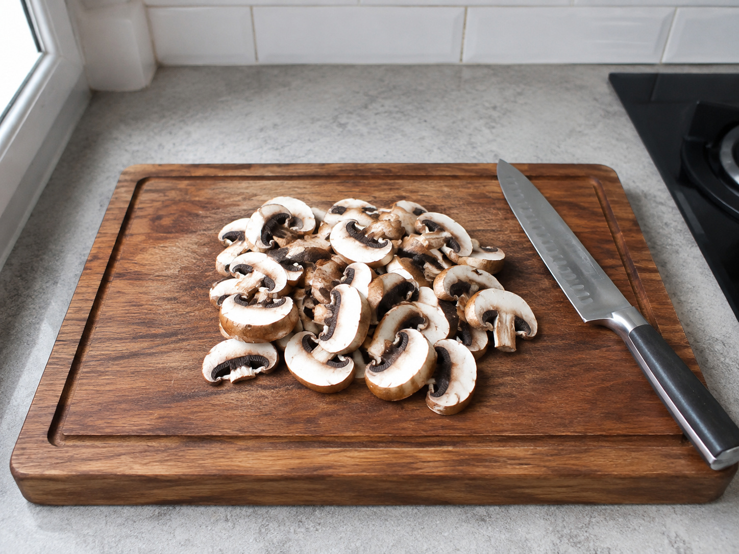 Hungarian Mushroom Paprika Soup — Clean and slice mushrooms