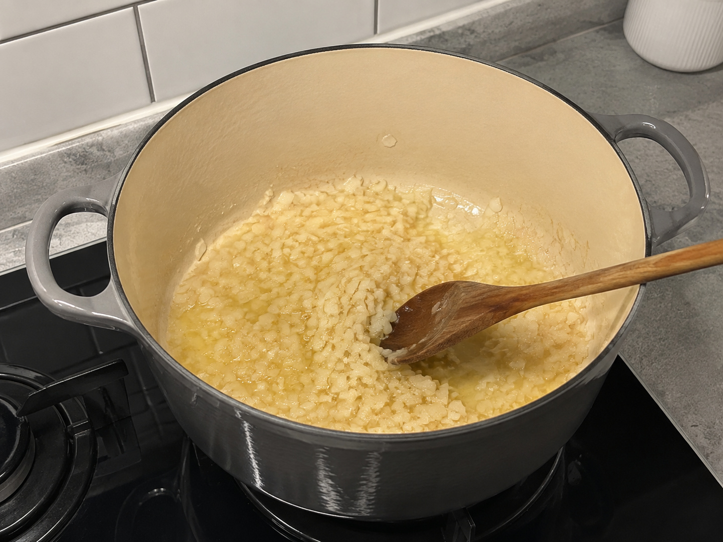 Hungarian Mushroom Paprika Soup — Soften onion in butter