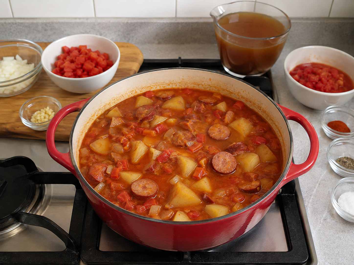 Semur Kentang Sosis Paprika Hungaria — finished dish