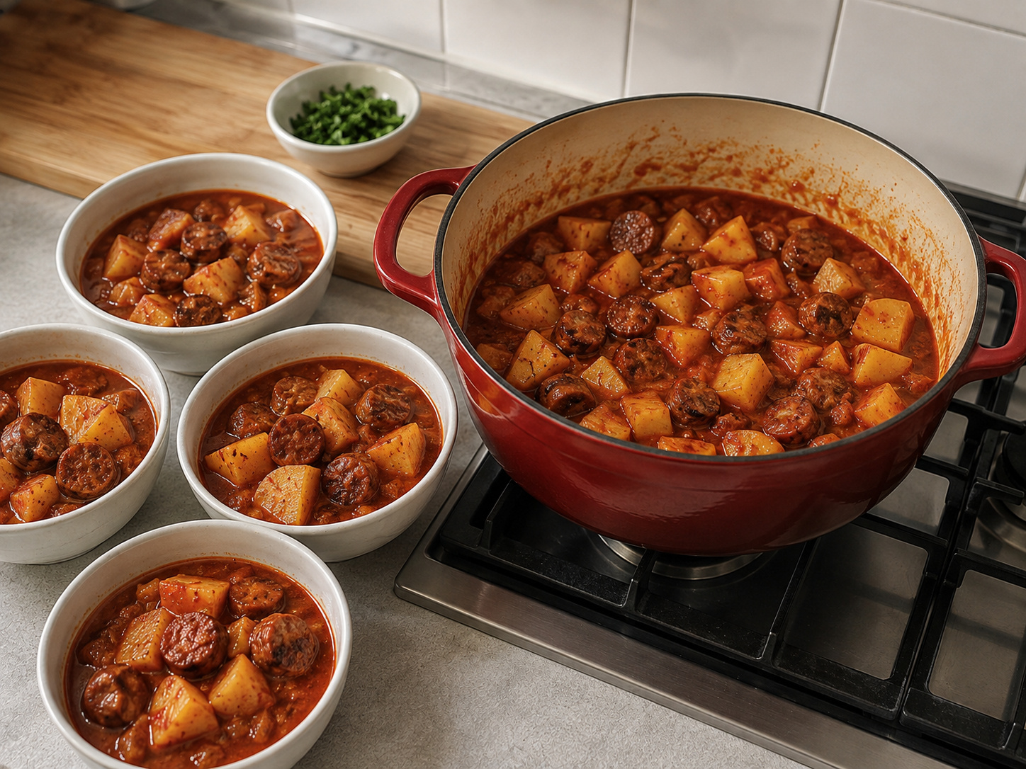 Semur Kentang Sosis Paprika Hungaria — Diamkan lima menit sebelum dituang ke mangkuk