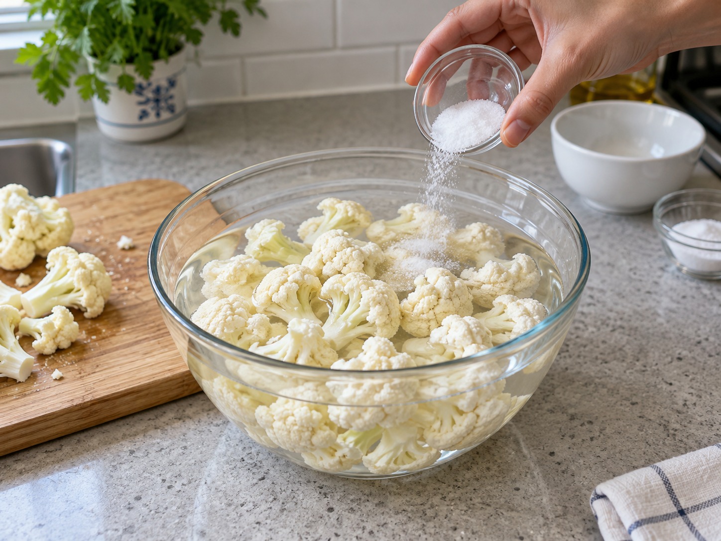 Indian Aloo Gobi — Cut and soak cauliflower