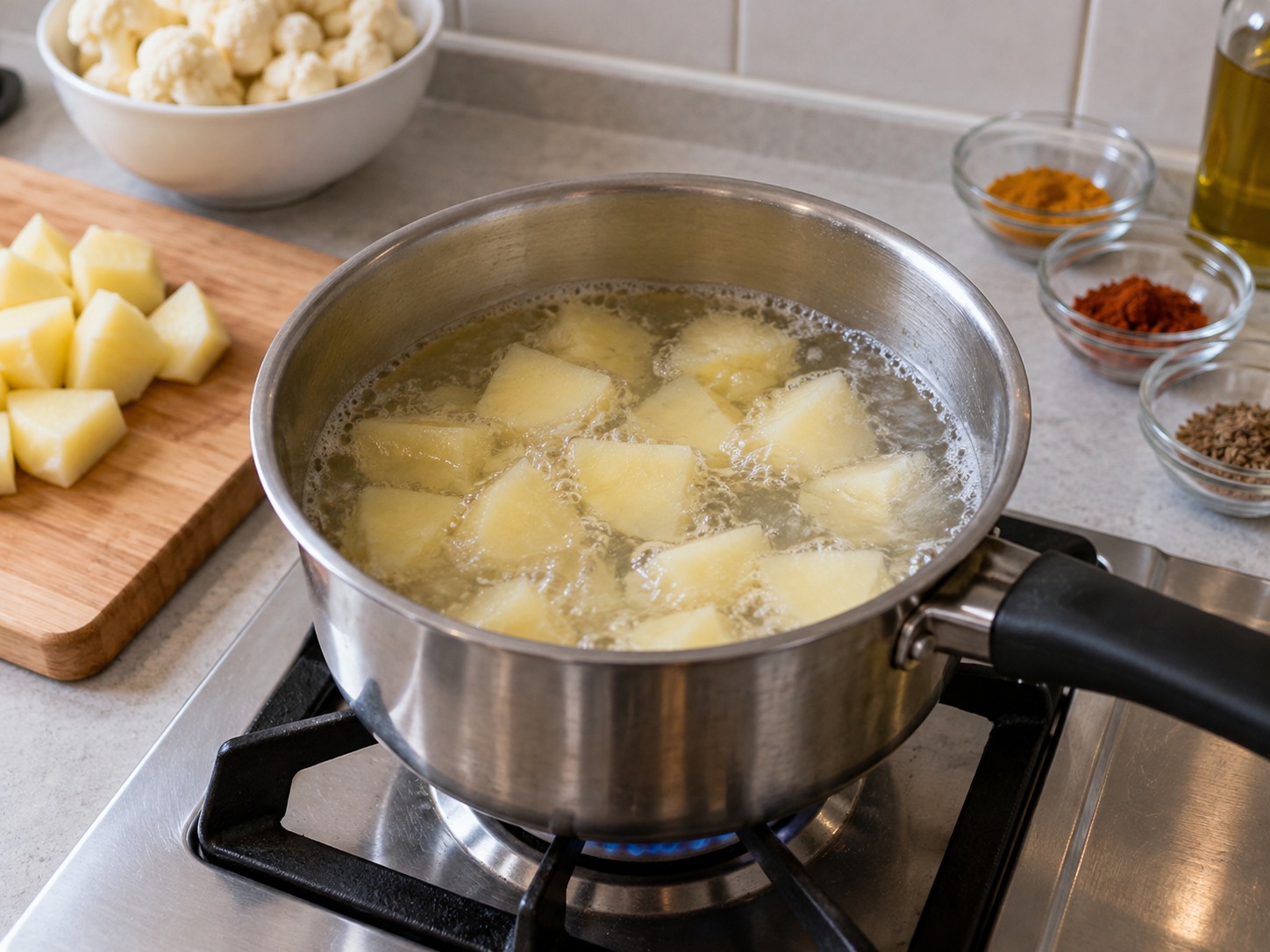 Indian Aloo Gobi — Parboil potatoes