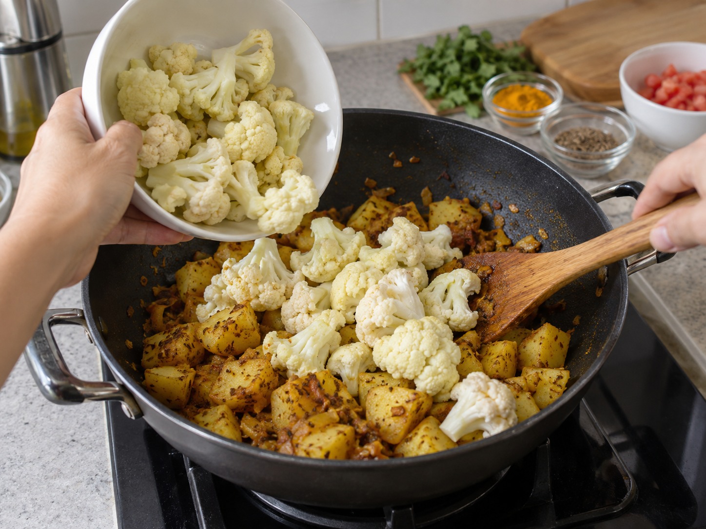 Indian Aloo Gobi — Add cauliflower
