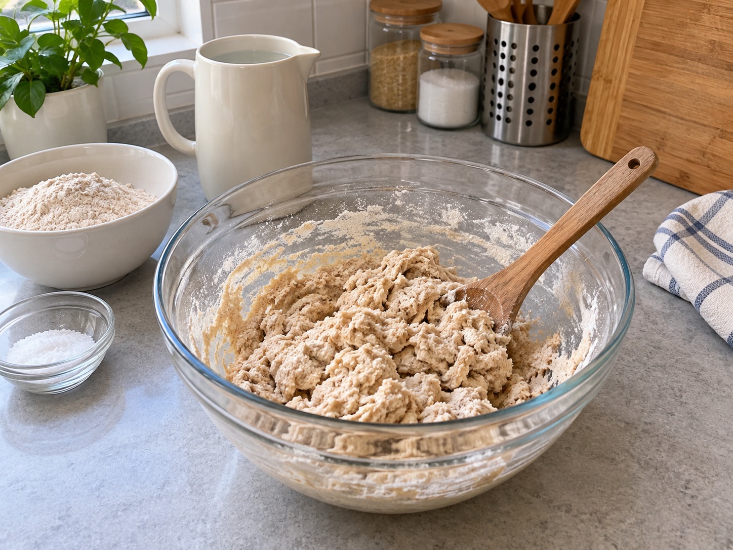 Indian Aloo Paratha — Mix flour and salt, gradually add 160 ml water