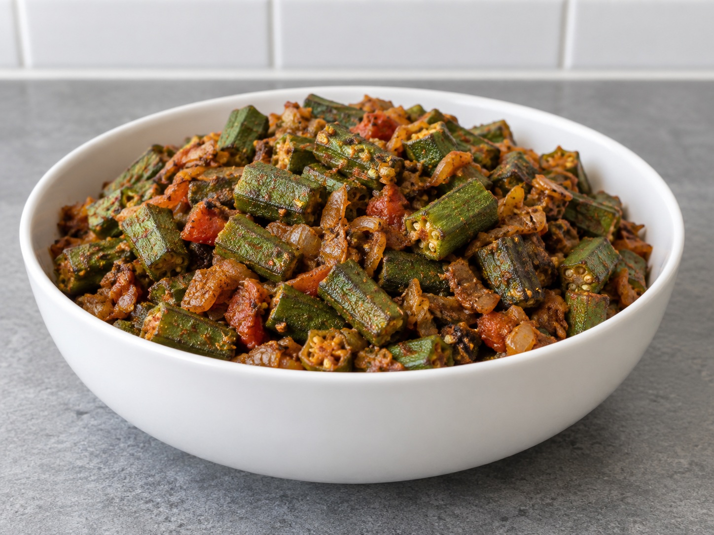 Bhindi Masala India — hidangan selesai