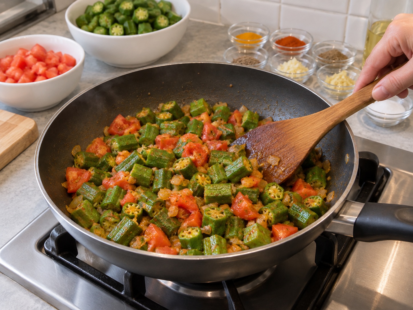 Bhindi Masala India — Periksa okra