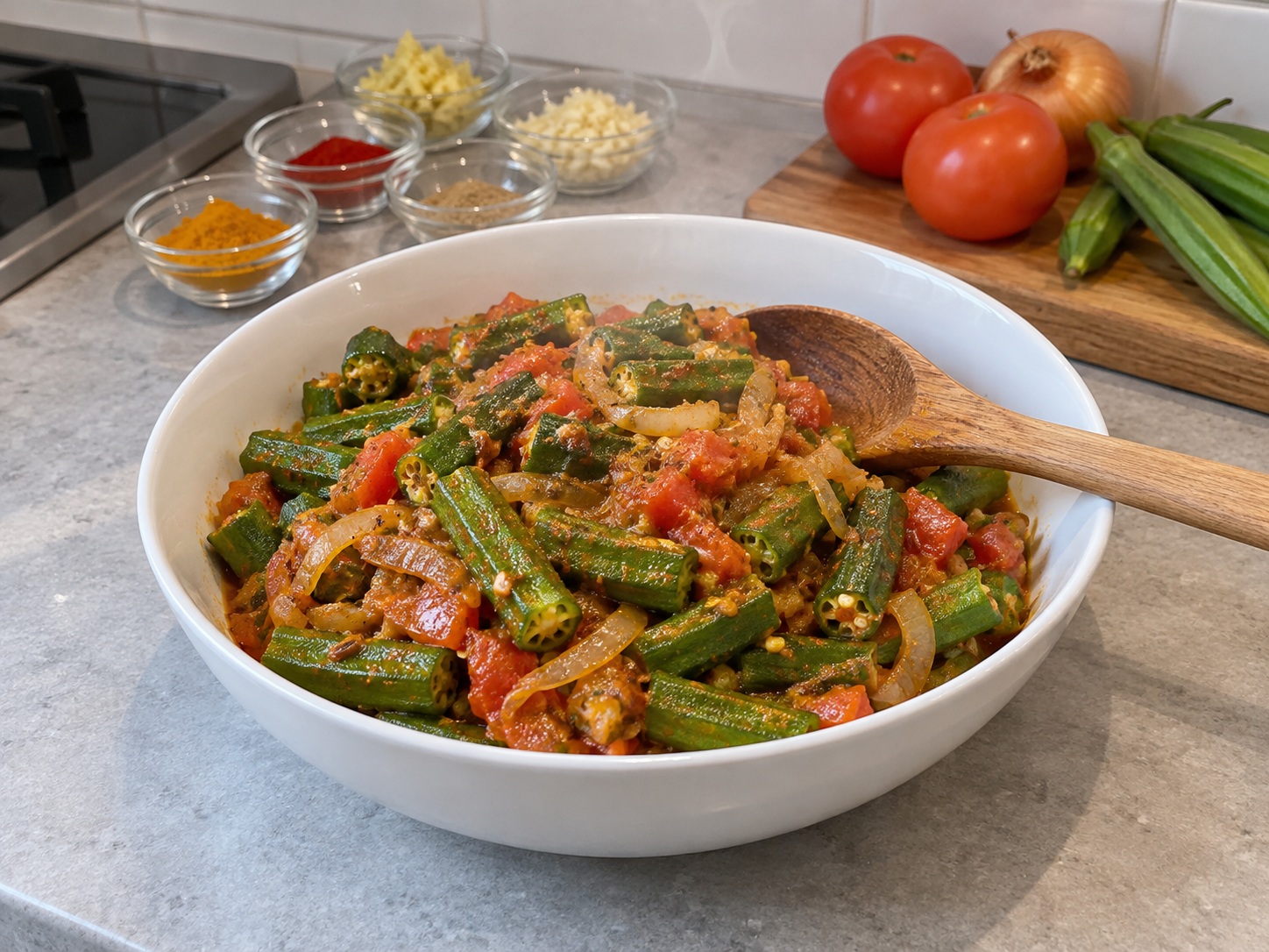 Bhindi Masala India — Diamkan okra