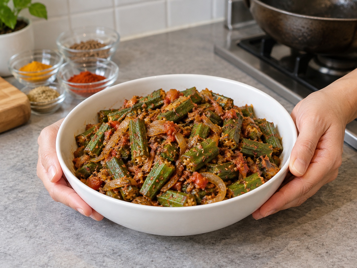 Bhindi Masala India — Sajikan okra