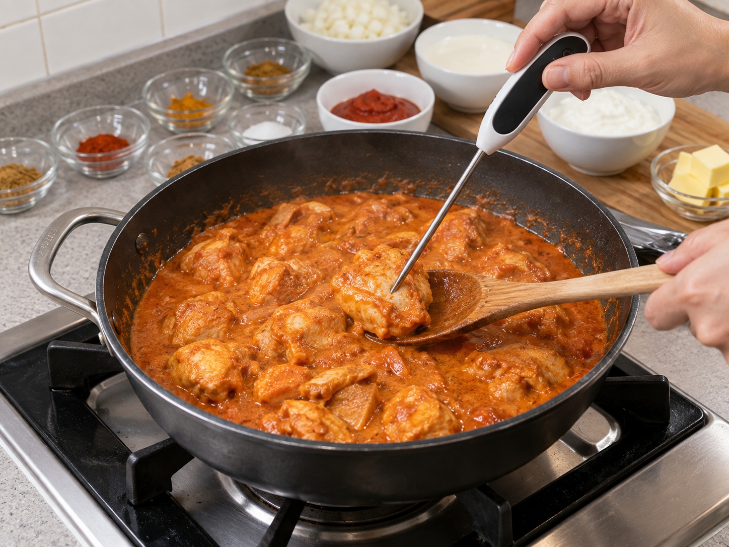 Ayam Mentega India — Periksa paha ayam tanpa tulang