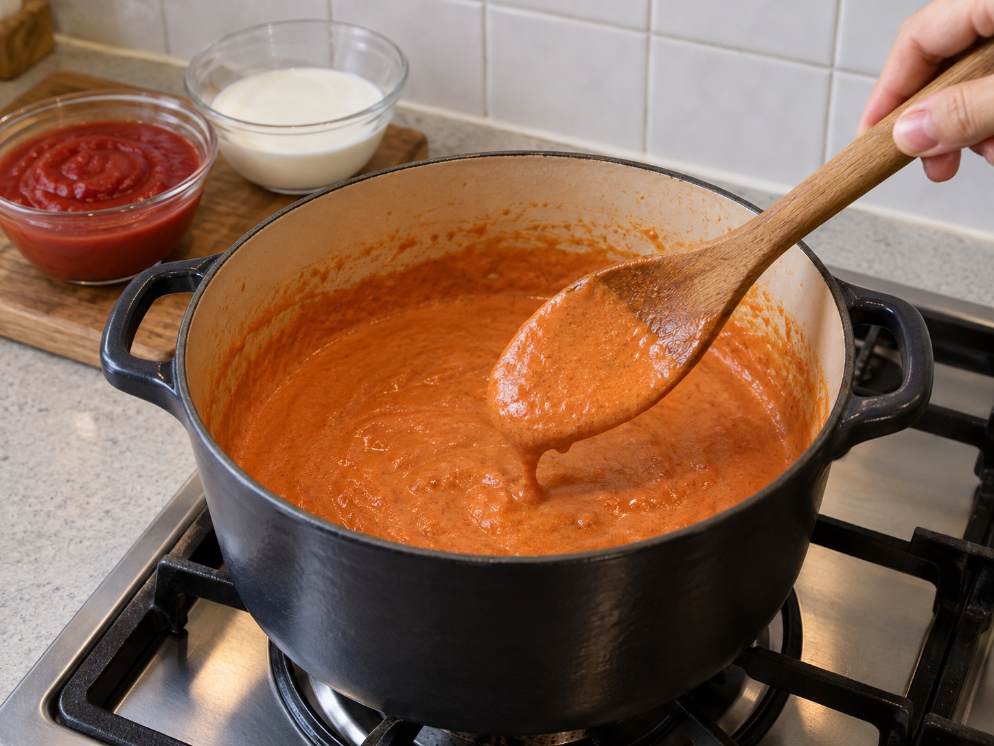 Ayam Mentega India — Kentalkan pure tomat