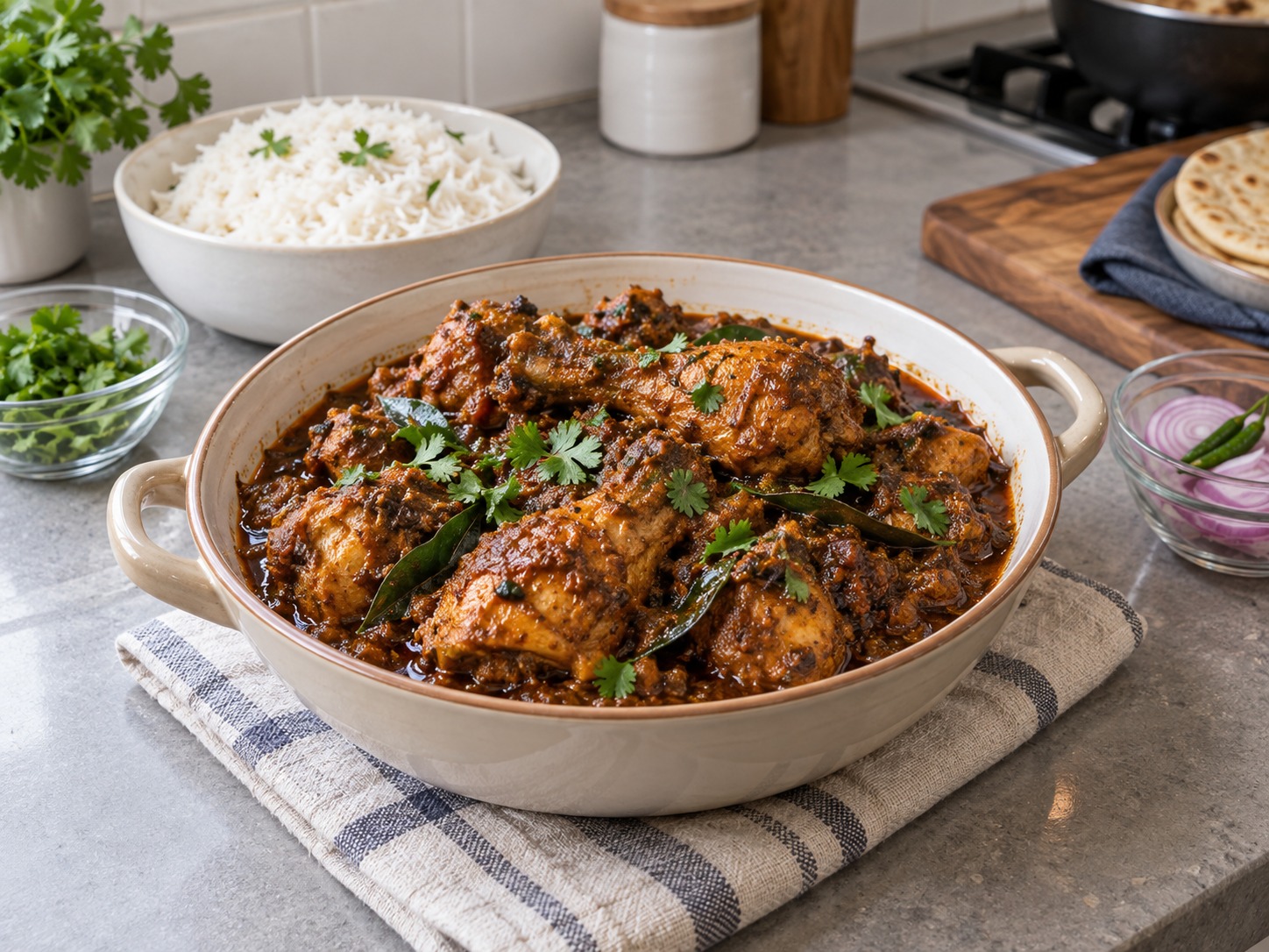 Indian Chicken Chettinad — natapos na ulam