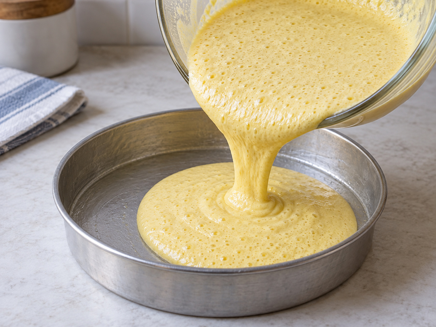Indian Khaman Dhokla na Pinasingawang Kakanin — Haluing mabilis ang bumubulang masa at agad ibuhos sa hulma bago mawala ang bula