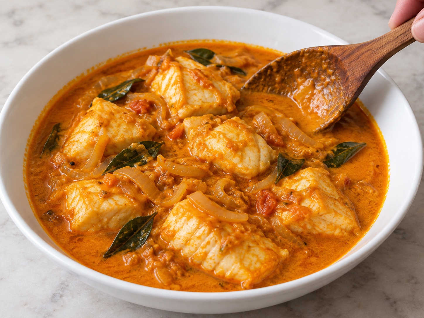 Kari Ikan India — Sajikan fillet ikan putih padat tanpa tulang