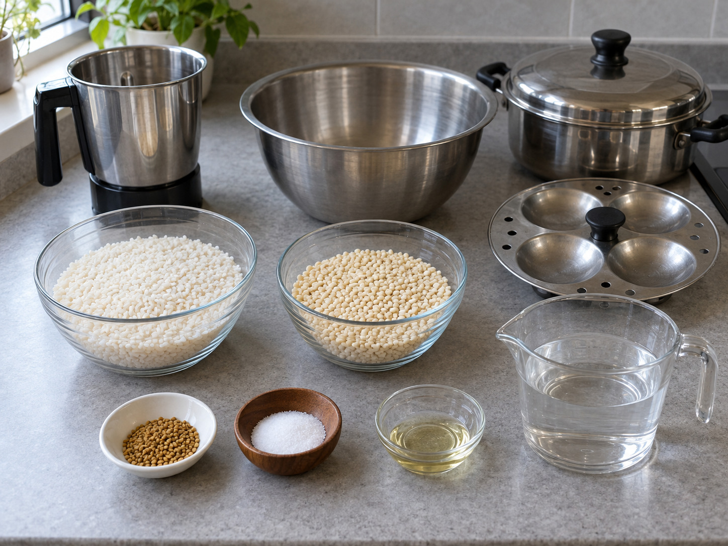 Indian Idli na Pinasingawang Bigas at Daal — mga sangkap