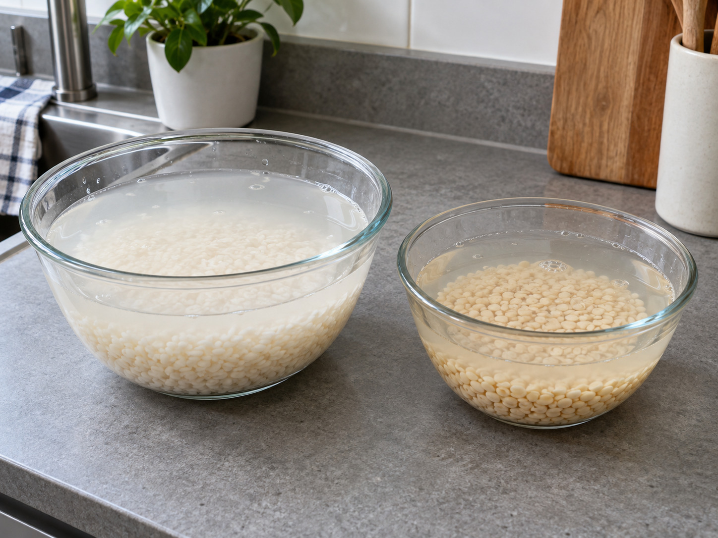 Indian Idli na Pinasingawang Bigas at Daal — Hugasan nang hiwalay ang bigas at dal